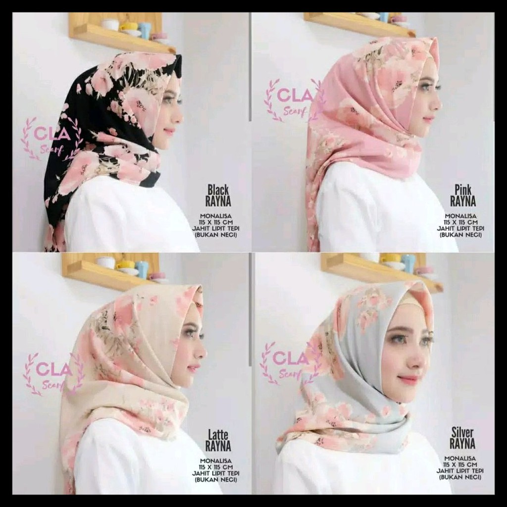 Kerudung Raina Hijab Jilbab Rayna Square ✅ Segi Empat Motif Segi ...