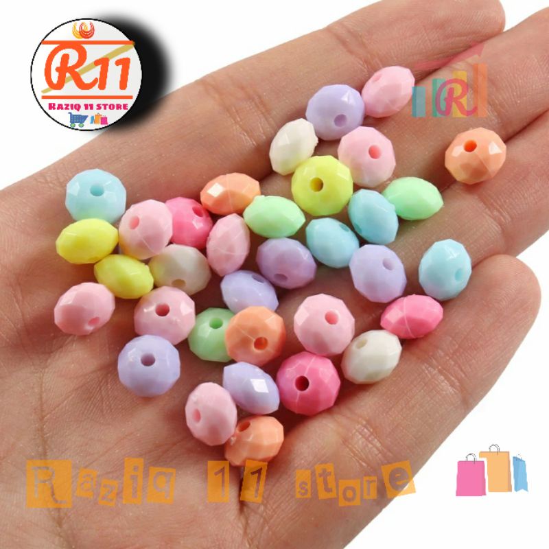 (100 pcs) Manik Mote Pastel Bervariasi Warna Doff Bahan Kerajinan Diy