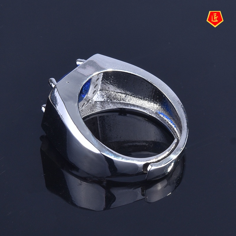 [Ready Stock]Domineering Men's Inlaid Sapphire Ring