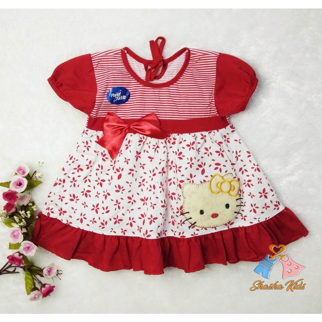 [M-013] Baju Bayi Perempuan/Dress Bayi Perempuan Planet Kids cantik  model balon 0-6 bln