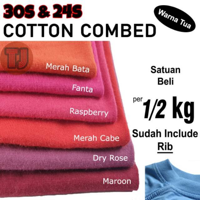  Bahan  Kaos  Kiloan Cotton Combed  30s 24s Premium Quality 