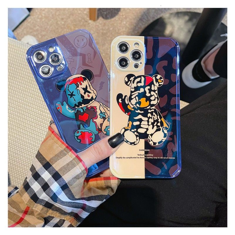 Glossy bear face pattern phone case with  for IPhone 12 12promax XR 7 8Plus SE X XS 11 11promax Soft silicone cover Pj77