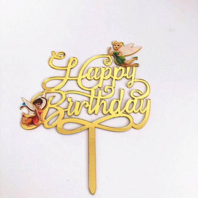 Cake Topper Happy Birthday Tinkerbell Hiasan Kue Ultah Peri Tinkerbel Tusuk Bday Cake