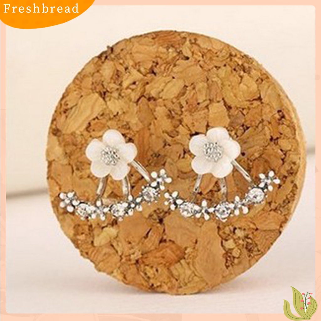[Fresh] Anting Tusuk Motif Bunga Daisy Hias Berlian Imitasi Berkilau untuk Wanita
