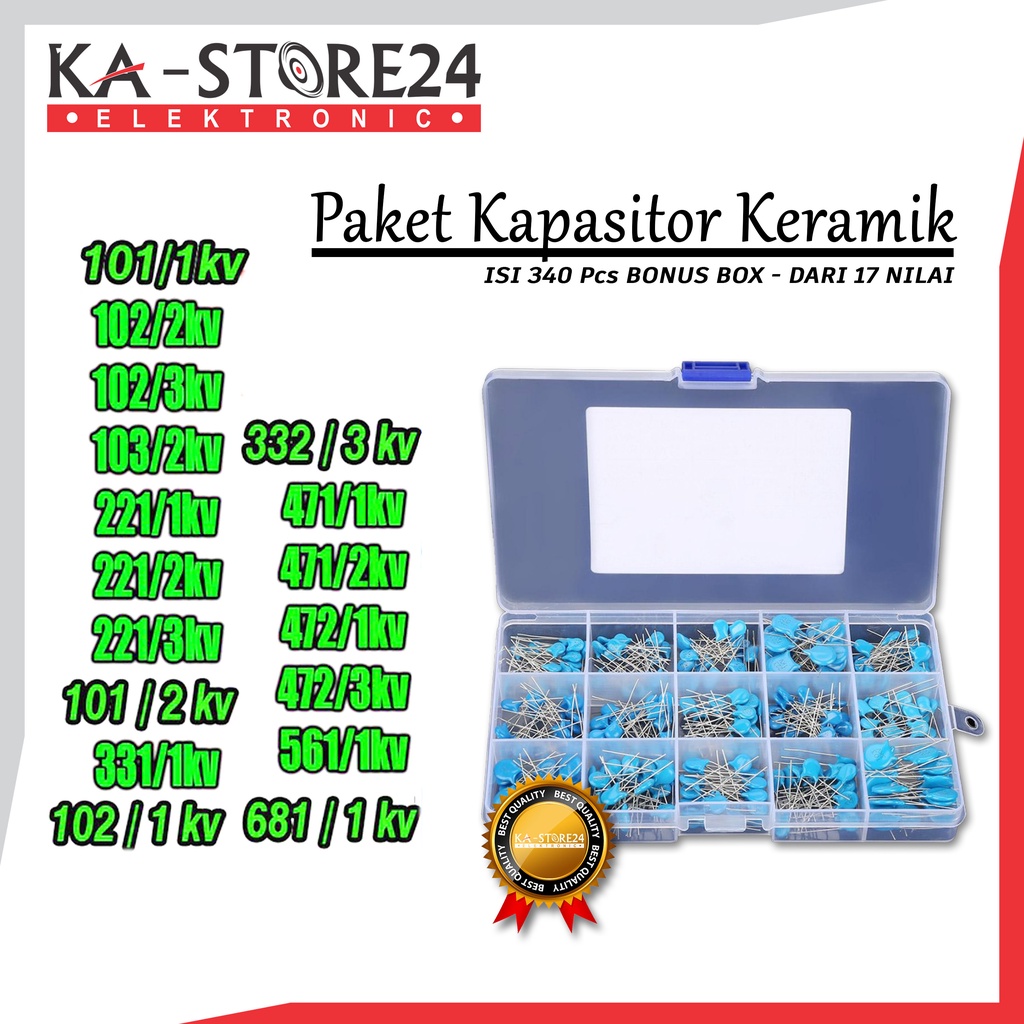 Paket Kapasitor Bonus Box Isi 340 Pcs
- Capasitor