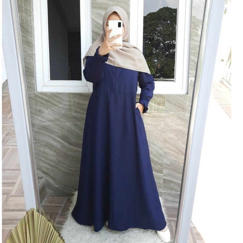 Gamis Basic Wolfis Polos/ Dress Wolfis Basic Syar'i Mewah