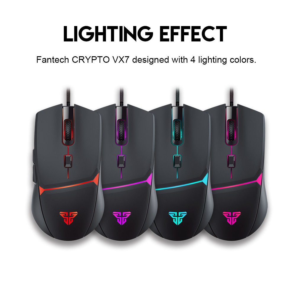 Fantech VX7 CRYPTO Mouse Game Gaming RGB Macro FPS 8000 DPI Pubg Fortnite Dota FF ML PB pc laptop