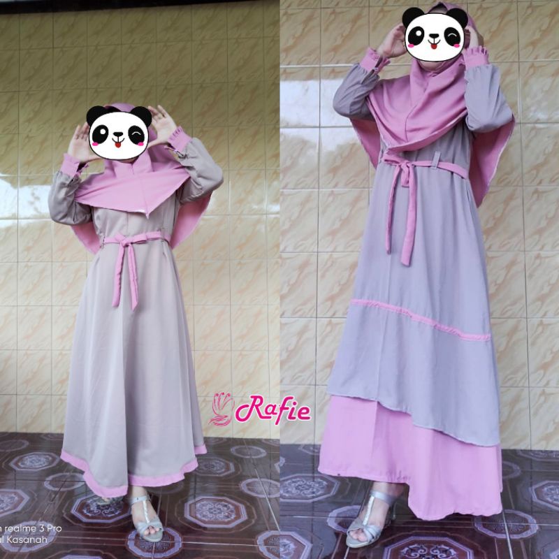 gamis wolfice/gamis 2 warna/gamis kombinasi