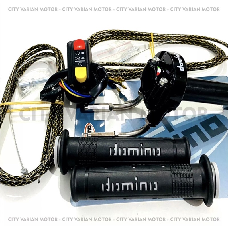 PAKET GAS SPONTAN 2 KABEL SERAT HITAM+HANDGRIP+SAKLAR 3 FUNGSI UNIVERSAL SEMUA MOTOR