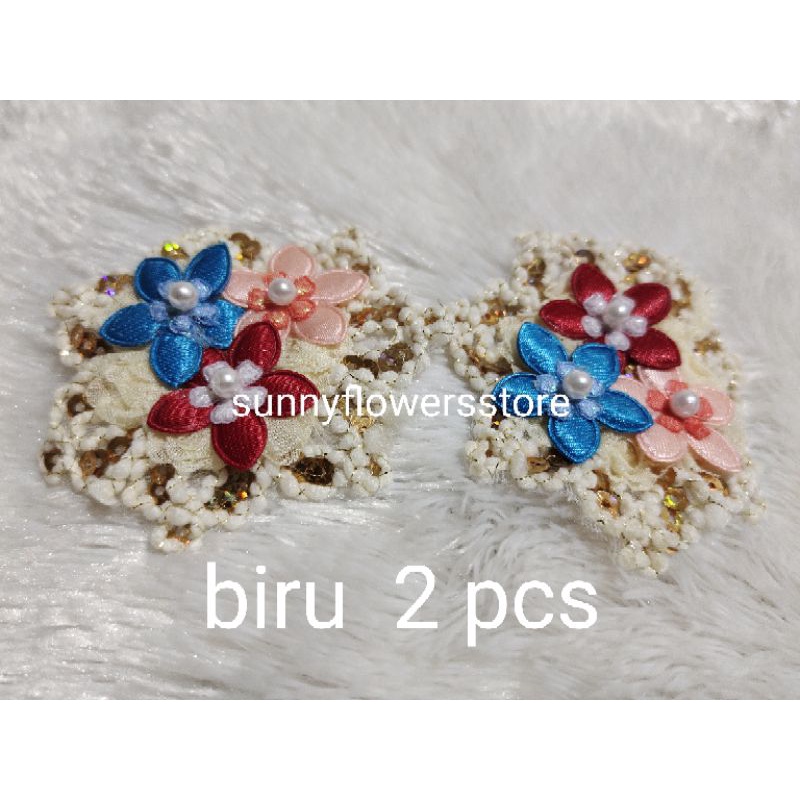 ( 2 pcs )bross aksesoris bunga tempel lebar 7 cm