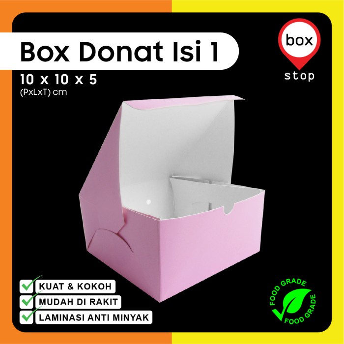 Box Donat - Kotak Donat - Dus Donat Donut - PINK- Isi 1 (50 pcs)