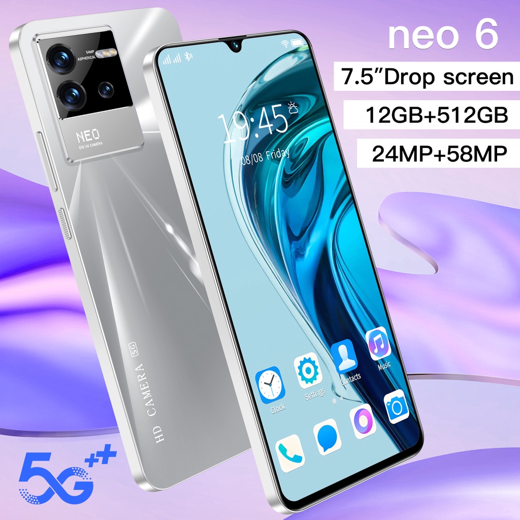 【COD+Pengiriman lokal 】handphone Neo6 Pro layar HD 7,5 inci handphone baru murah RAM 12GB ROM 512GB Dual Card SIM handphone android murah cuci gudang ponsel siswa kursus online