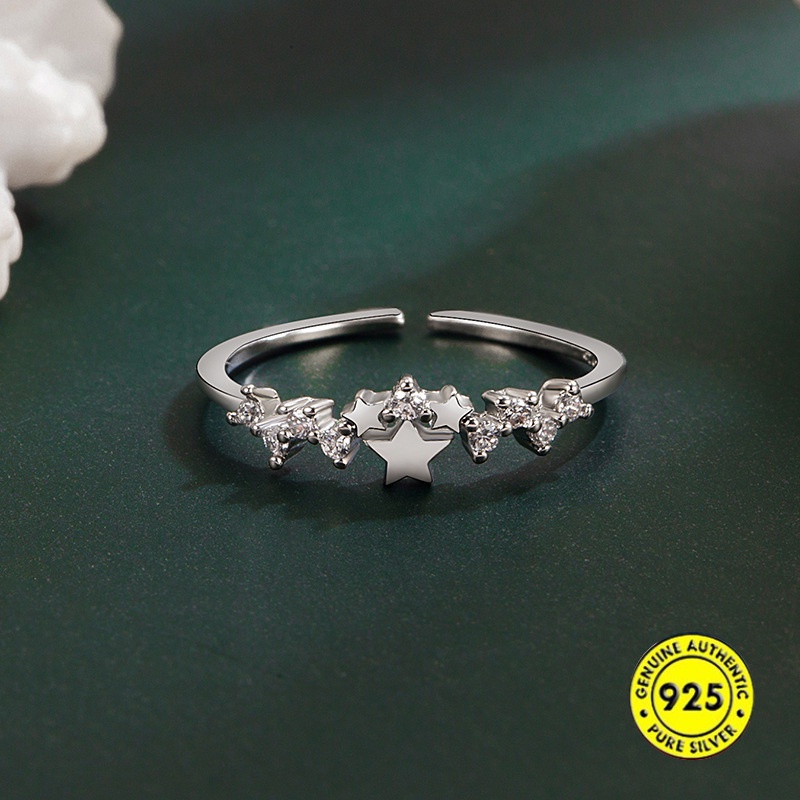 Cincin Model Terbuka Desain Meteor Bahan S925 Silver