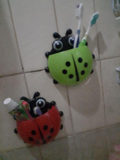 Tempat Sikat Gigi Kumbang Lady Bug Organizer Odol Tooth Brush Holder