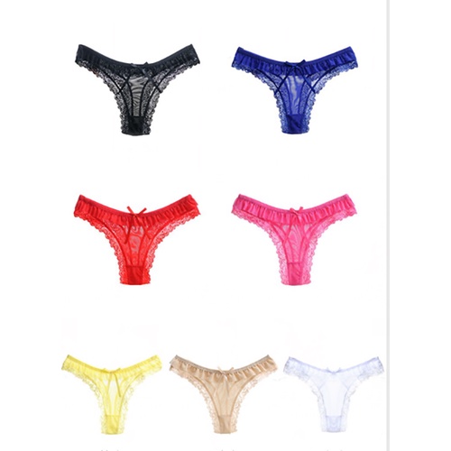 (Ready stock) Celana Dalam Brief Fashion Sexy Thong Low Waist Transparan G String 3C157