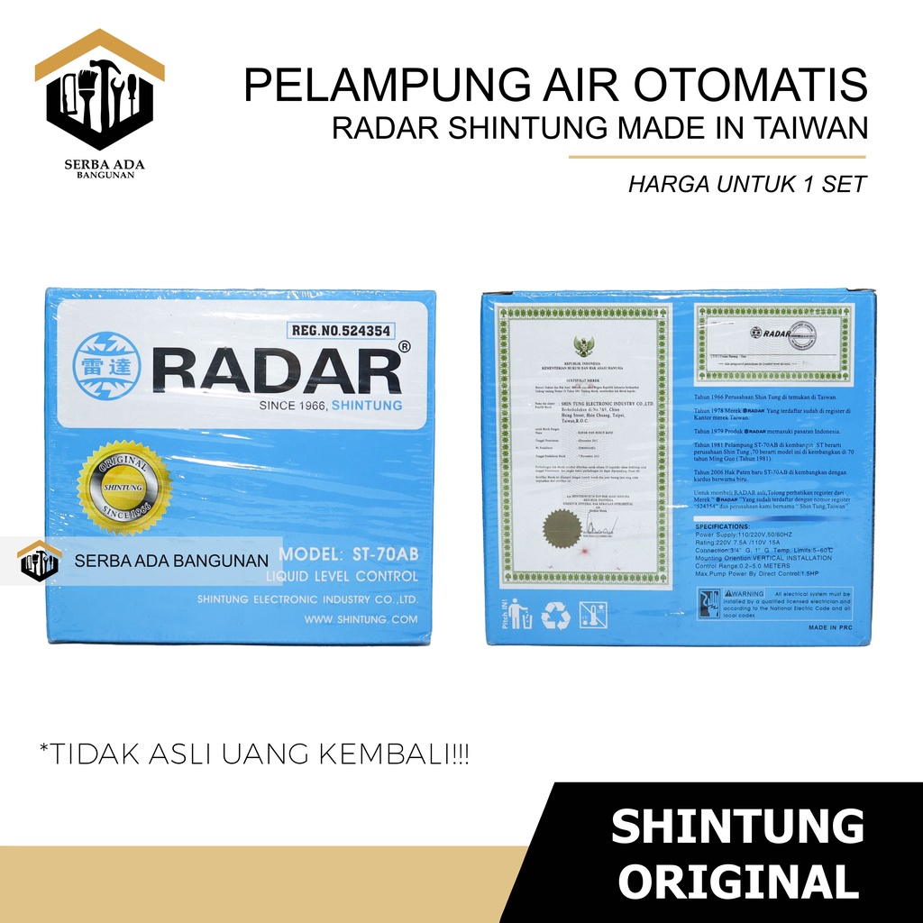 Radar biru SHINTUNG ORIGINAL 100% ASLI TAIWAN / pelampung air otomatis