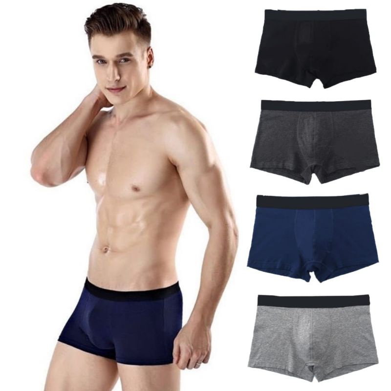 Boxer Pria Cowok Lelaki Polos Daleman Celana Dalam Murah Impor