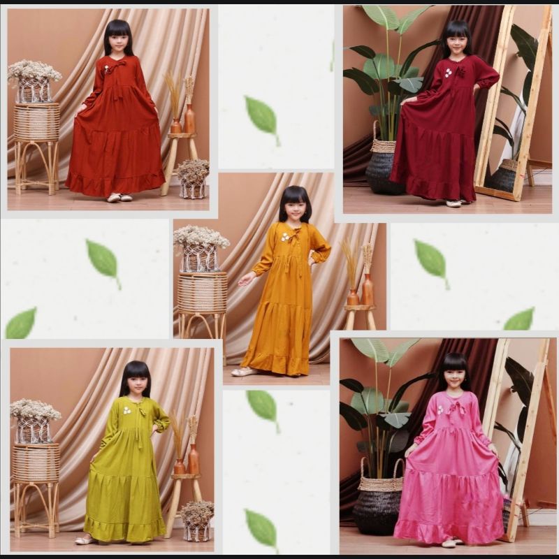 Gamis midi anak bahan rayon