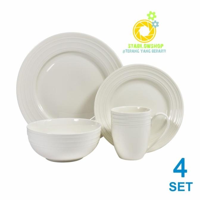$+$+$+$+] Delicia piring bone cina / dinner Set 16 Pcs Swirl Perlengkapan Makan