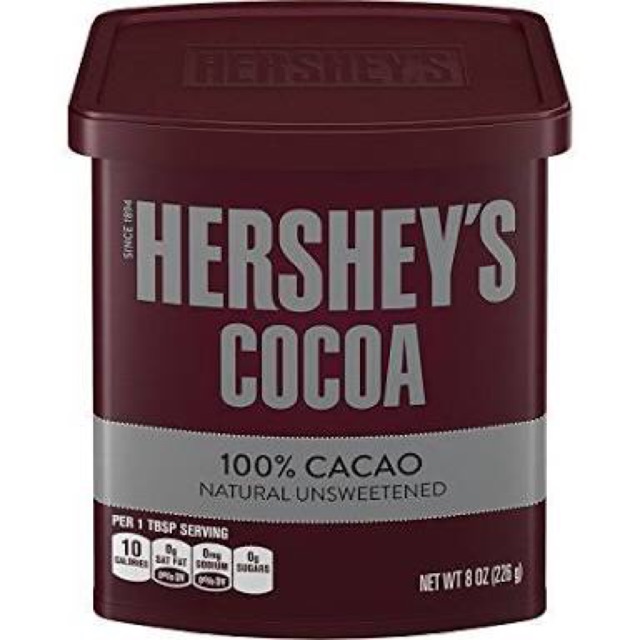 

Hershey’s Cocoa 100% cacao natural unsweetened