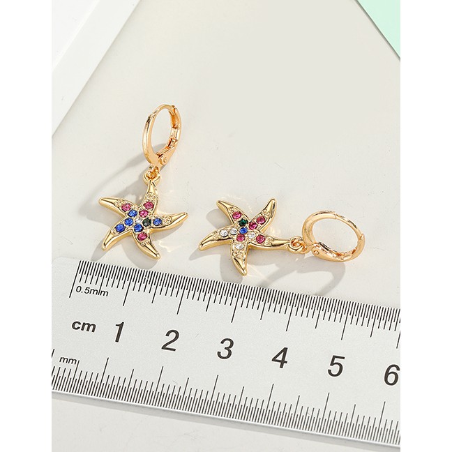 LRC Anting Tusuk Fashion Golden Starfish Diamond K45380