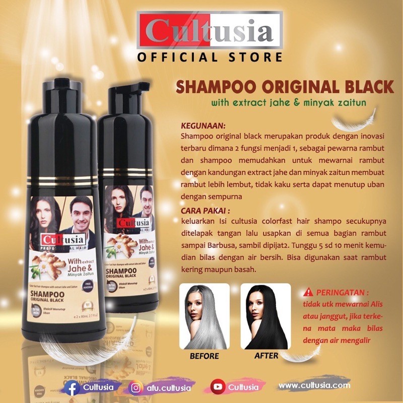 CULTUSIA SHAMPOO ORIGINAL BLACK 160 ML DENGAN ZAITUN DAN EKSTRAK JAHE