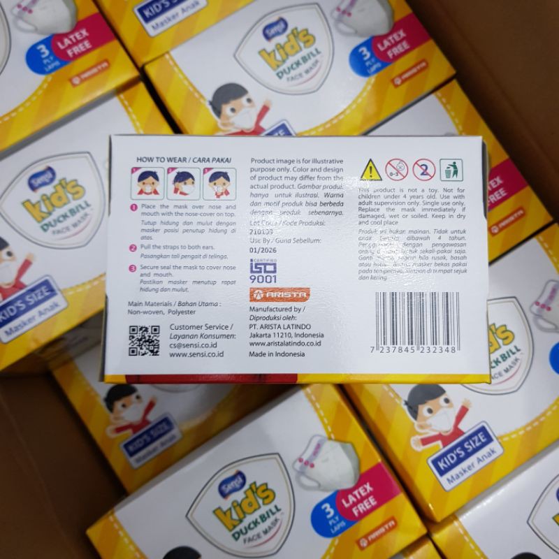 Masker Sensi Duckbill Kids Masker Anak 3 PLY isi 40 pcs