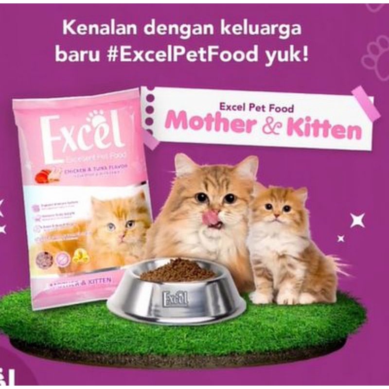 Excel Kitten Chicken &amp; Tuna Flavor 20kg / GRAB Makanan Kucing Excel Kitten