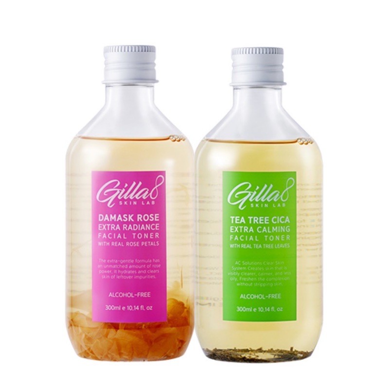 GILLA8 DAMASK ROSE EXTRA RADIANCE TONER / TEA TREE CICA EXTRA CALMING FACIAL TONER 300ml