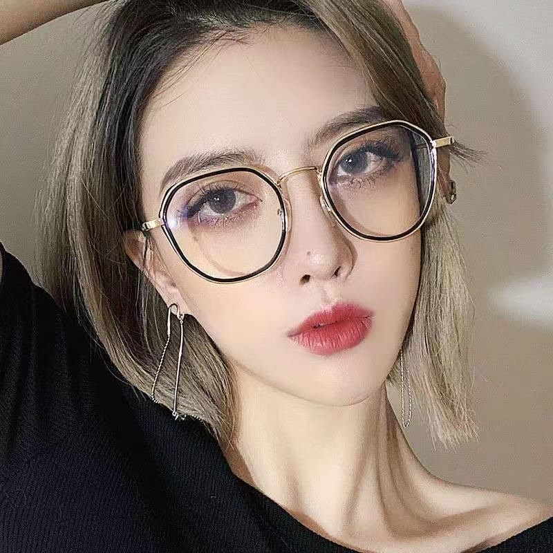 COD Kacamata Anti Radiasi AR K105 Premium Style Wanita Pria Poligonal Kucing Hitam Small Candy Cewek Cowok Korea Impor Gaya Model Retro Terbaru dan Terlaris Grosir Murah Surabaya