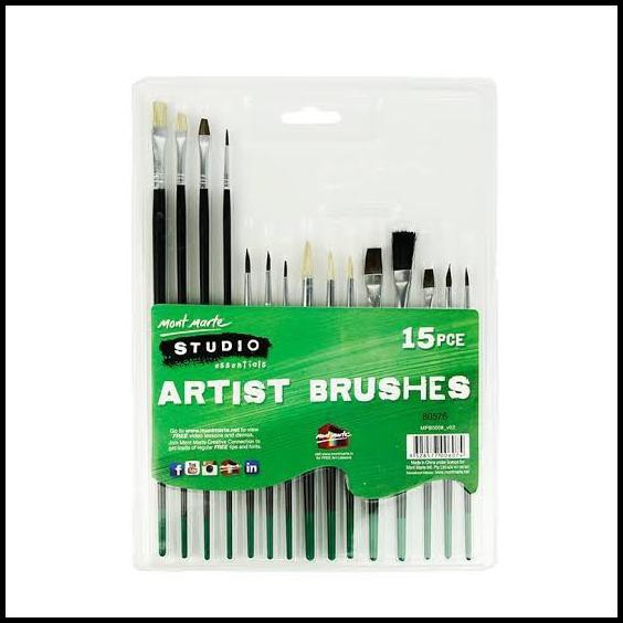 

Promo Mont Marte Studio Essential Paint Brush Set Isi 15Pcs