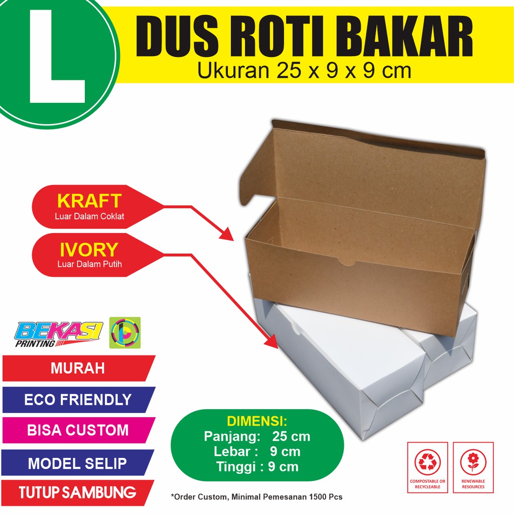 

D2599 Dus Roti Bakar / Bolu Kukus Bandung / Box Bomboloni / Kotak Boks Brownies 25x9x9 cm