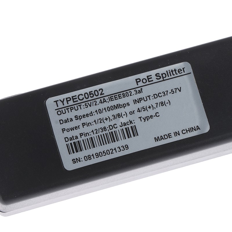 (Ele) Splitter Poe Usb 48v Ke 5v Power Over Ethernet 802.3af Warna Putih Untuk Raspberry