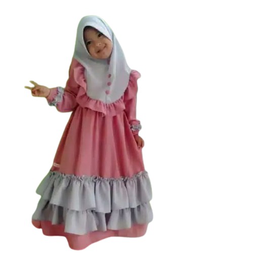 Alya syari / Gamis anak 7 tahun set hijab terbaru 2021
