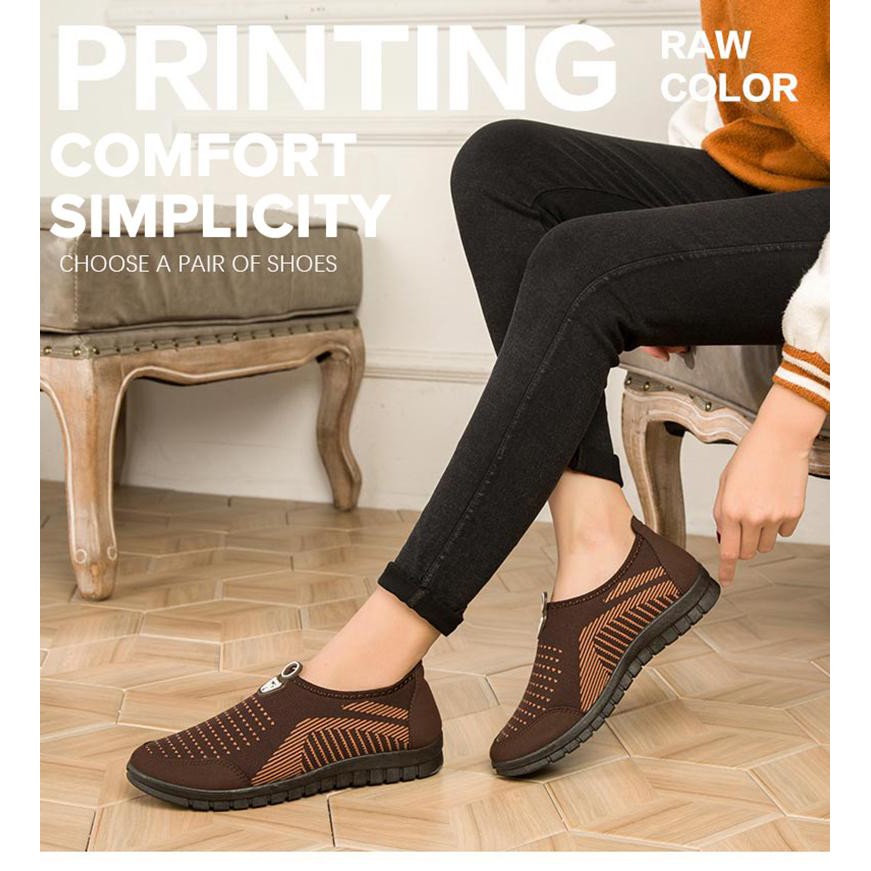 QINGSHUI Fashion Wanita Sepatu Wanita Slip-On Wanita Nyaman Sepatu Olahraga Joging Sepatu Lari