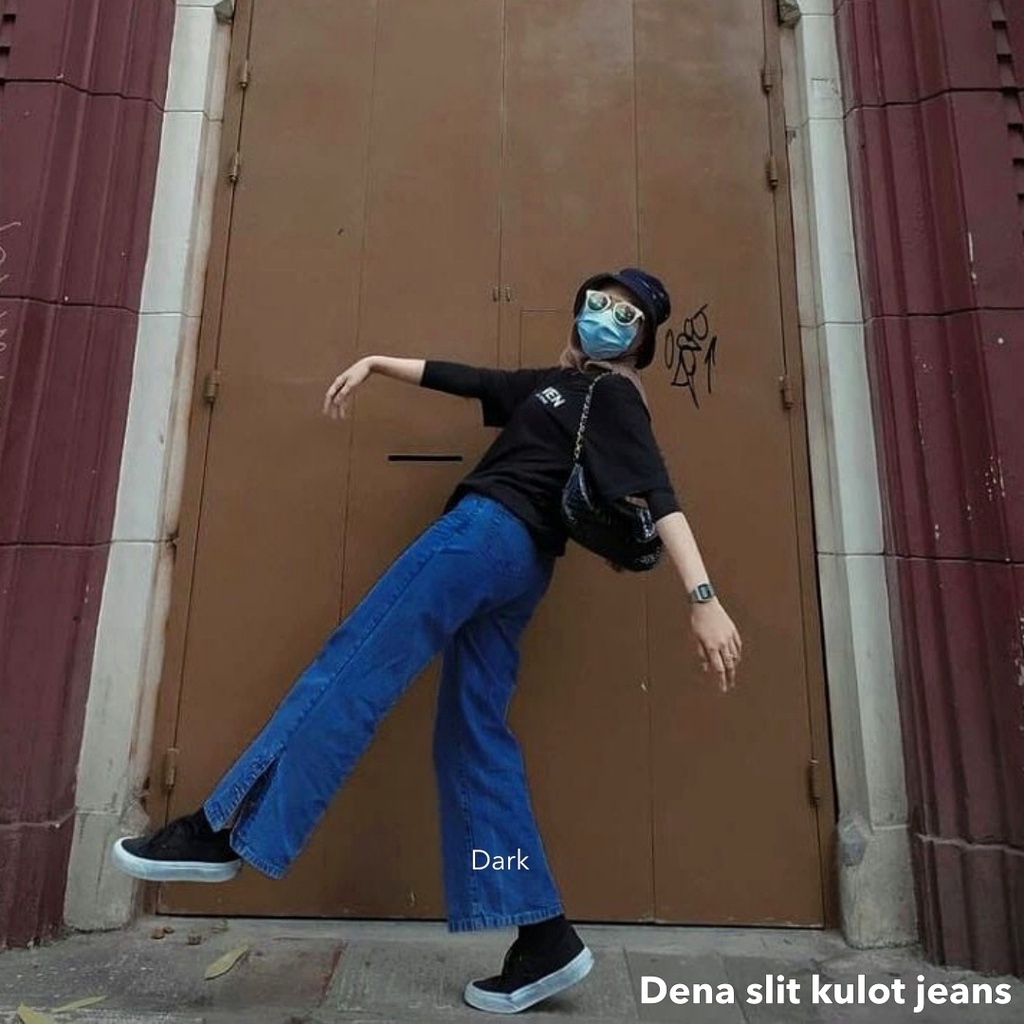 (ORIGINAL) Hailee slit jeans kulot -Thejanclothes
