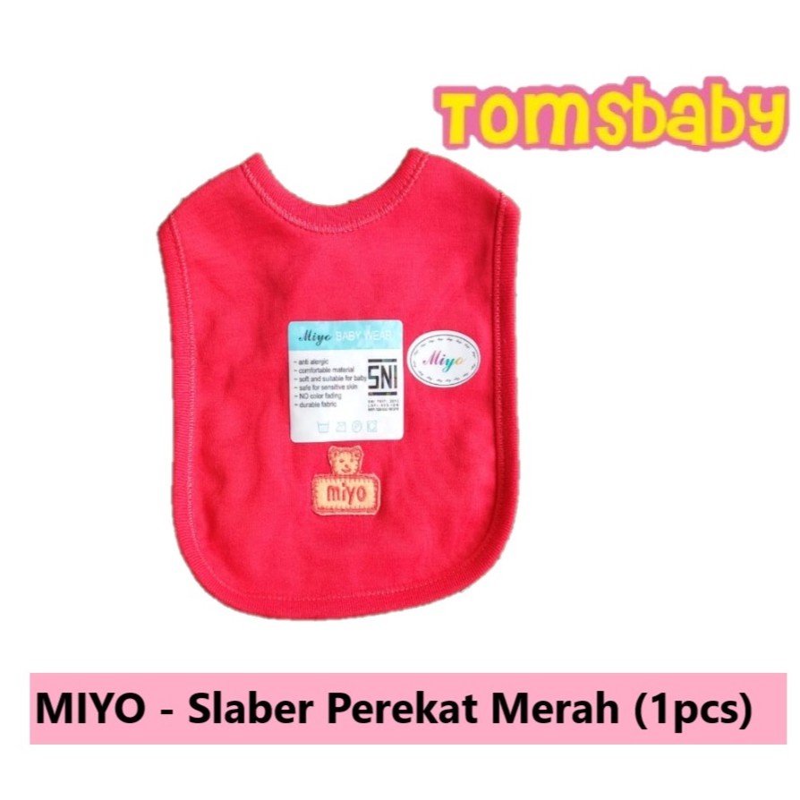 MIYO 1pcs Slaber Perekat Bayi TC MERAH / Slaber Bayi Miyo