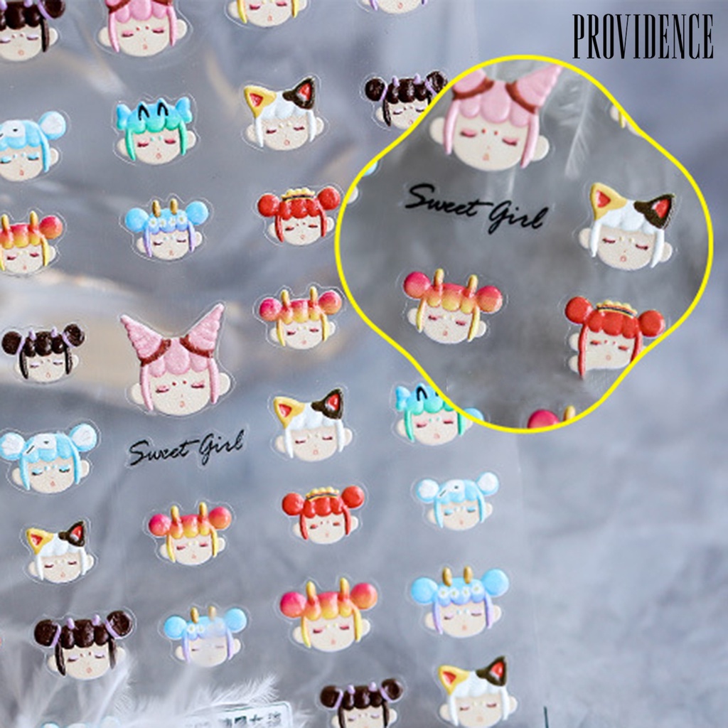 Providence Nail Slider 5D Engraved Pattern High Adhesion Colorful Cute Cartoon Animals Nail Art Sticker for Manicure