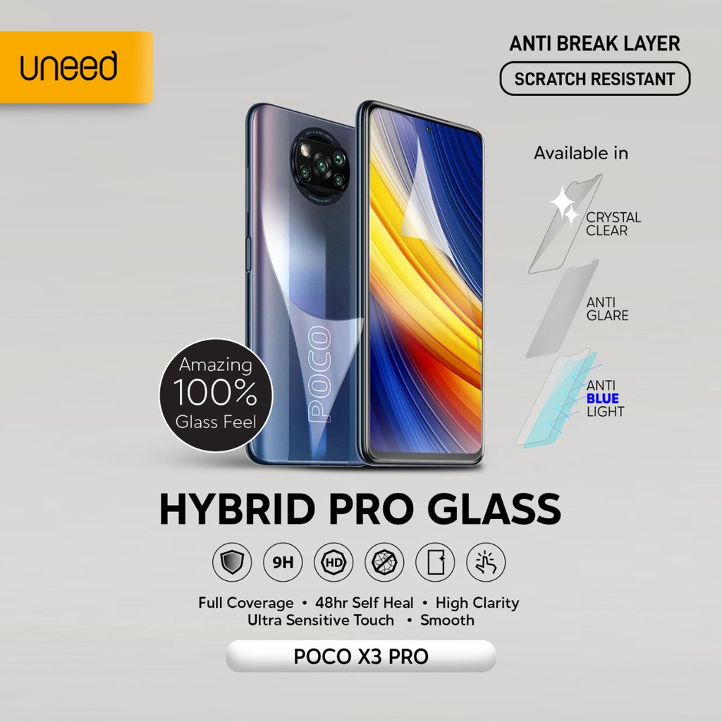 UNEED Hybrid Pro Anti Break Screen Protector Poco X3 Pro Full Cover