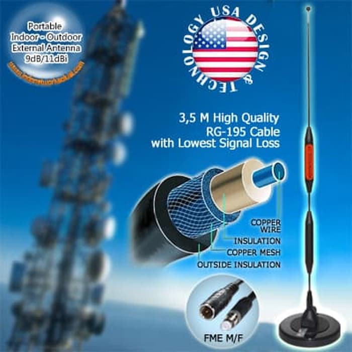 ANTENA OMNI PORTABLE PENGUAT SINYAL MODEM TELKOMSEL CYBORG E178 &amp; XIDOL K5188 2G 3G 4G LTE 11dBi