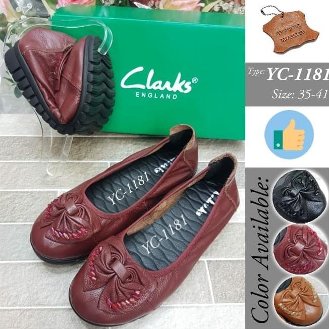 Sepatu wanita Clarks flat shoes kulit lentur