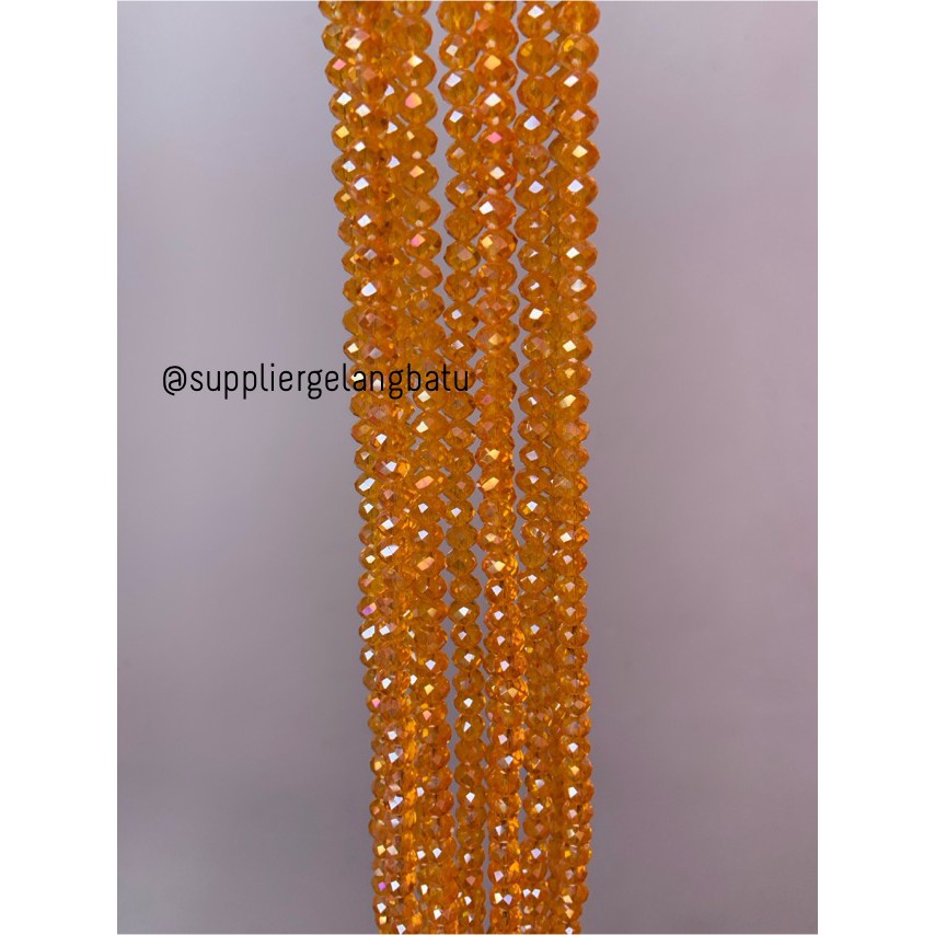 Crystal Ceko transparan 8mm ORANGE bening OREN beads manik donat bahan