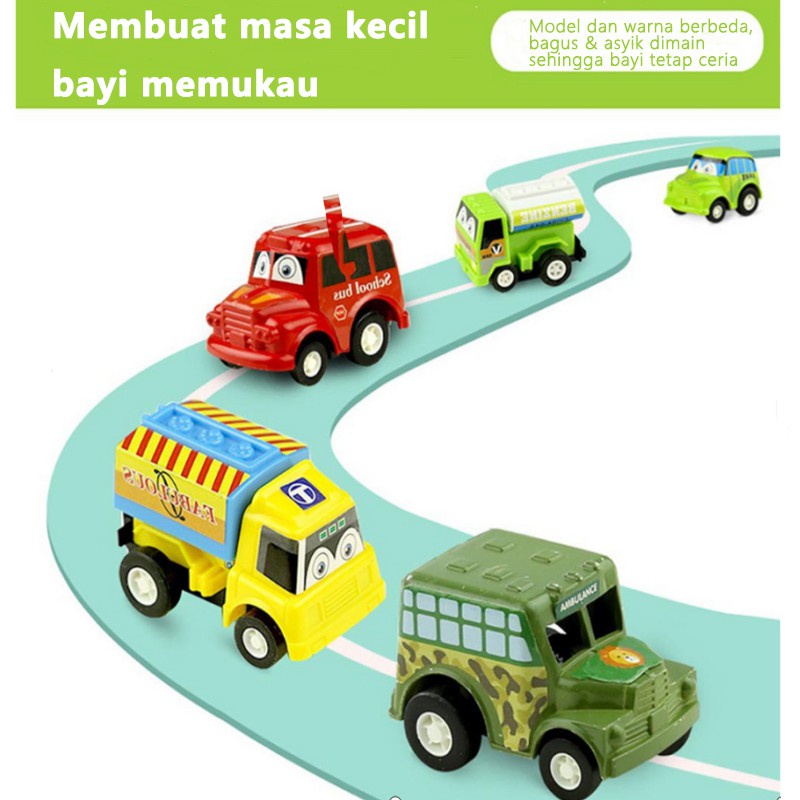 Mainan Mobil Mini Pull Back Warna-Warni Pullback Mobil Mobilan Kecil Fancy Pulback Colorful Mini Car Print/C 188