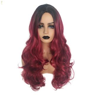 Wig Rambut  Sintetis Model Panjang  Keriting Gelombang  Warna  