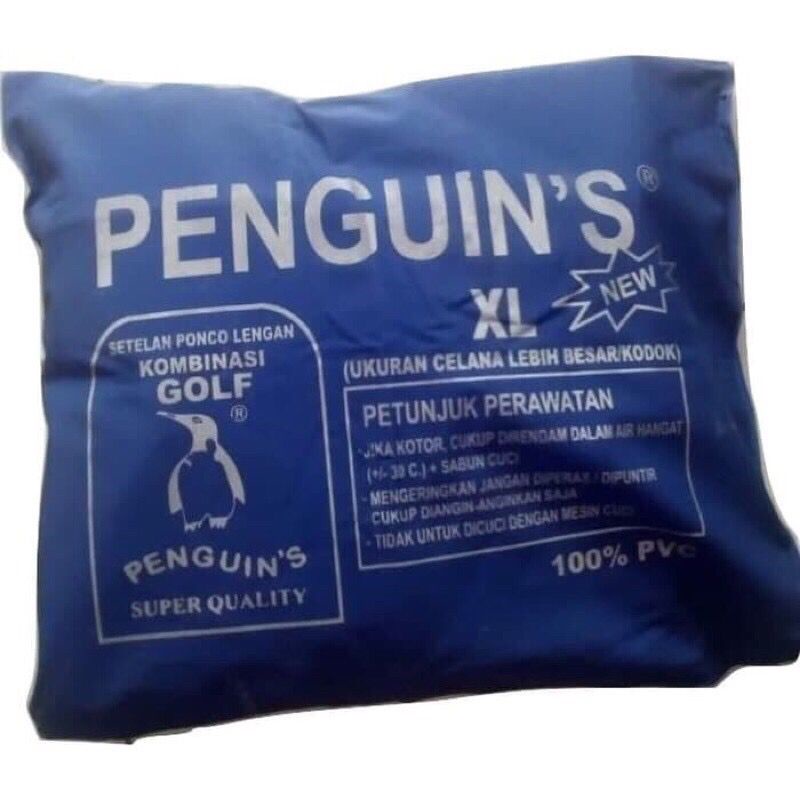 Jas Hujan Setelan Jaket Celana Ponco LENGAN Penguins Kombinasi golf XL BAHAN PVC MODEL SETELAN KELELAWAR