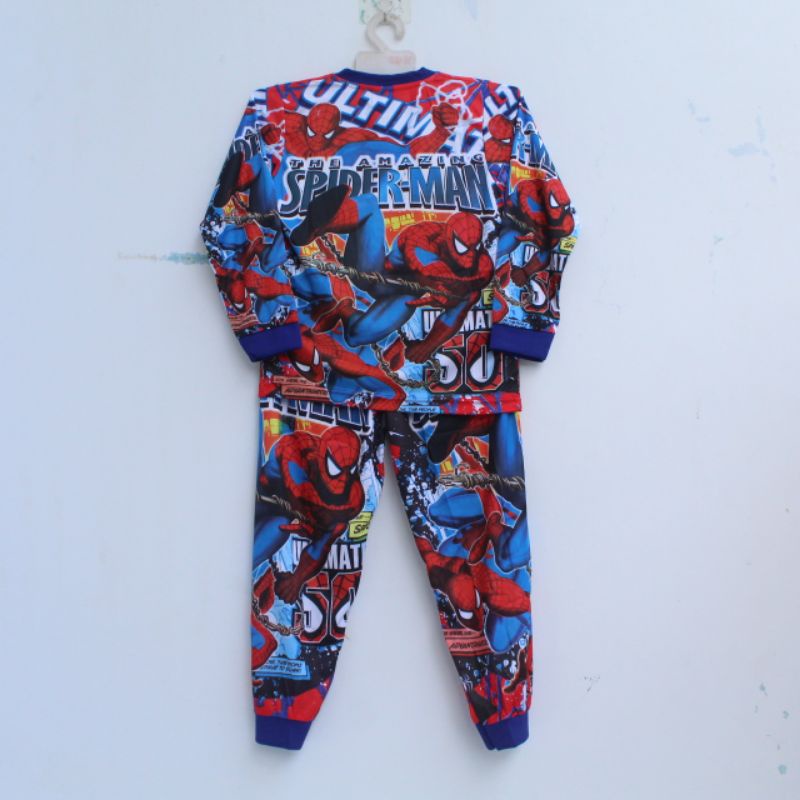 setelan baju tidur piama anak laki laki laki spiderman full printing