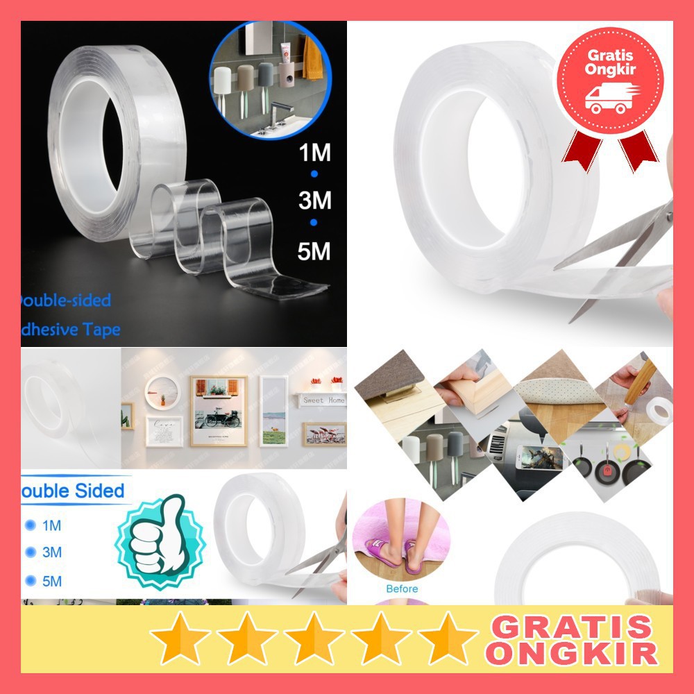 

MP SzGlue Double Tape Perekat Transparent No Trace Washable Sticker - J007 transparent dealmedan