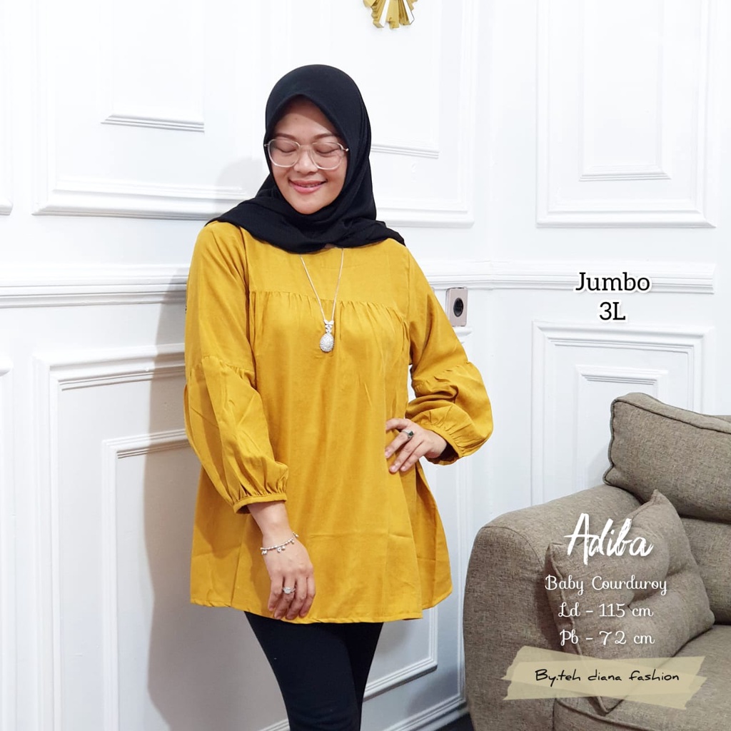 Atasan Wanita Jumbo / Blouse Wanita Jumbo / Baju Atasan Wanita Jumbo 3L Adiba Corduroy Ld 115 Cm-2