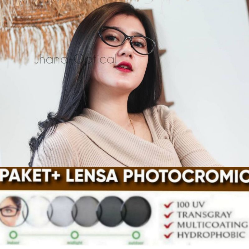 PAKET PHOTOCROMIC Kacamata Minus Cat Eye Kacamata Wanita Kacamata Anti