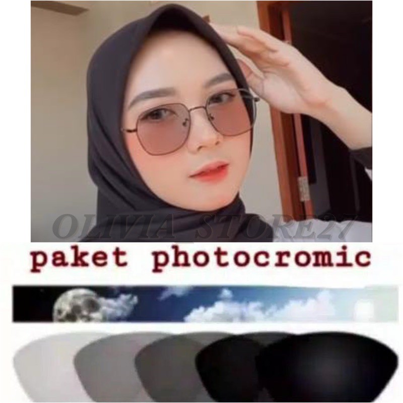 frame kacamata wanita paket Photocromic / Blueray GUCCI 314